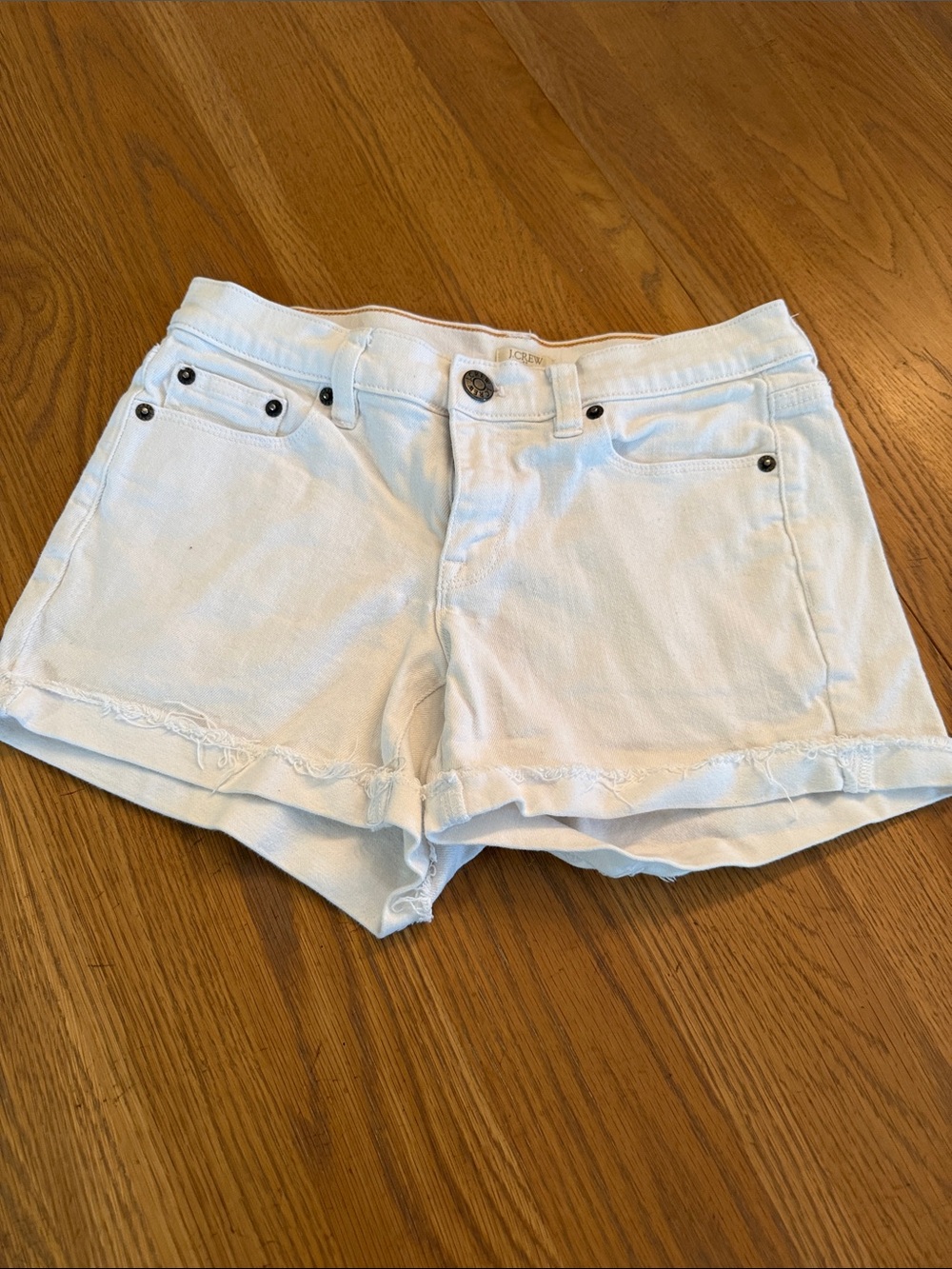 J. Crew White Denim Cutoff Shorts with Frayed Hem